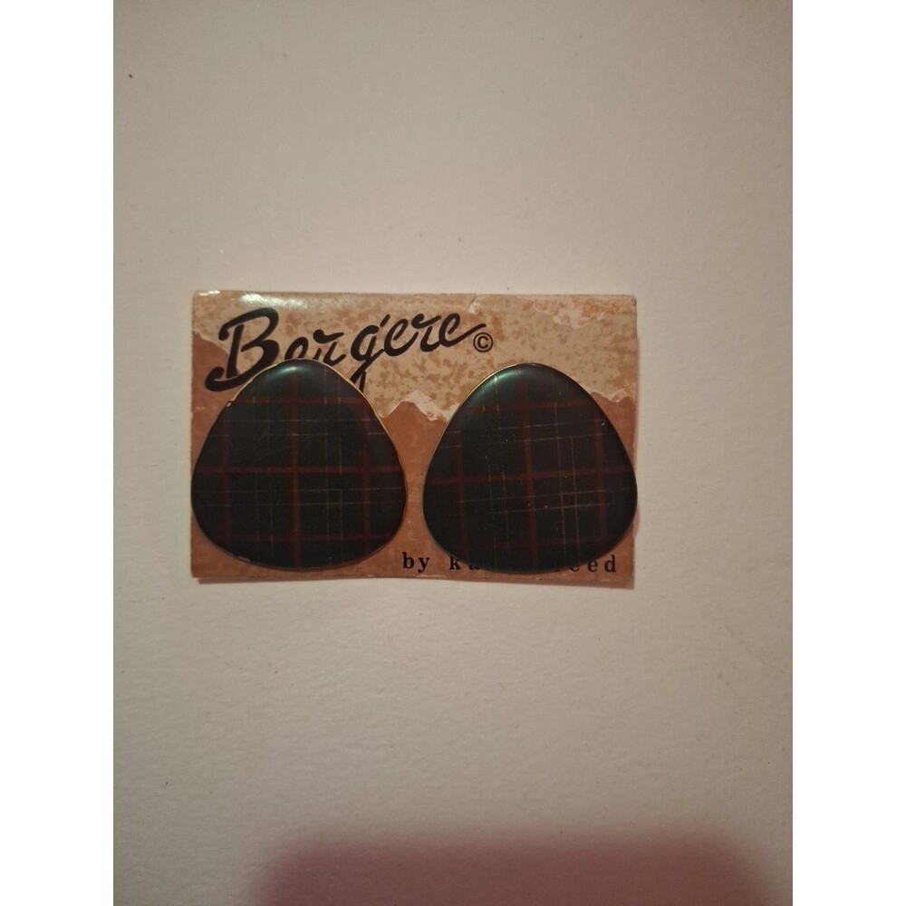 Vintage 80s Edgar Berebi Earrings Plaid Pierced